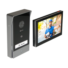 Kit interfon video inteligent EZVIZ, rezolutie 2k, monitor TFT 7 inch, instalare pe 2 fire, RFID, comenzi poarta/usa, SDcard, Wi-Fi, IR
