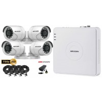  Kit complet supraveghere video HIKVISION  4 camere 720P, IR 20M, HDD 250 GB