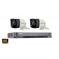 Sistem supraveghere video Hikvision 2 camere de exterior 8MP(4K),IR 60M