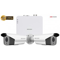 Sistem supraveghere video Hikvision 2 camere de exterior Full HD 1080P 2MP, IR 80m