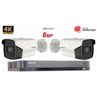 Sistem supraveghere video Hikvision 2 camere, Zoom Motorizat, Lentila Varifocala 8MP(4K), IR 80m
