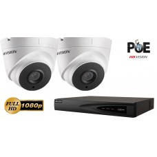 Sistem supraveghere video IP Hikvision 2 camere de interior,2MP Full HD 1080p,IR 30m