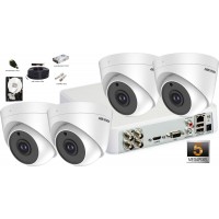 Kit complet supraveghere video 4 camere de interior Hikvision 5MP(2K+), IR 20M