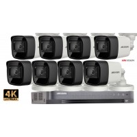 Sistem supraveghere video Hikvision 8 camere de exterior 8MP(4K), IR 60m