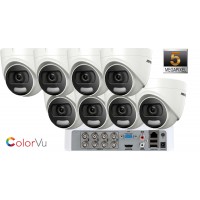 Sistem supraveghere video Hikvision 8 camere de interior ColorVU 5MP (2K+), IR 20M