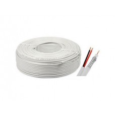 Cablu coaxial RG59 + alimentare 2x0.75, 100m, alb
